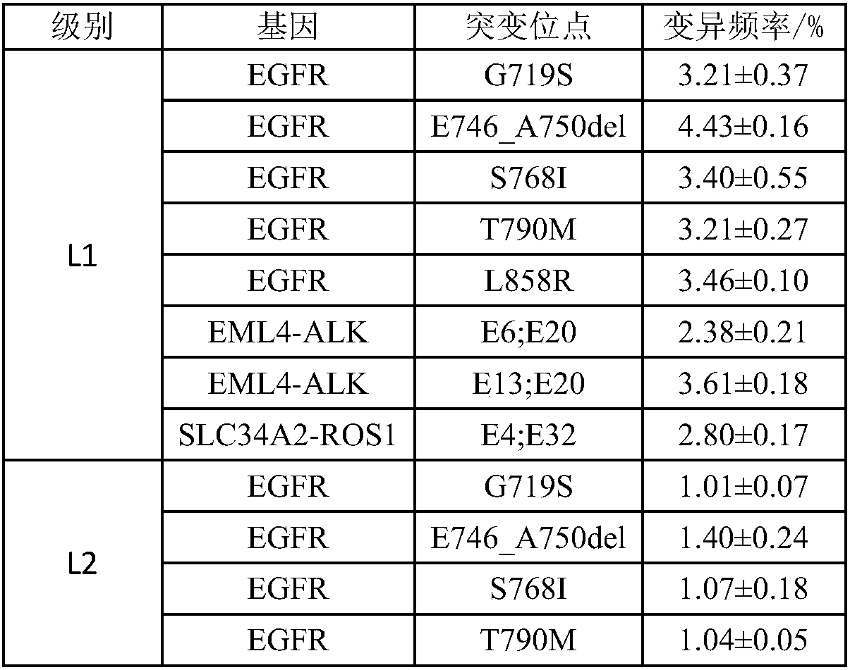 Standard product for detecting genes of clinical medications for lung cancer and application thereof