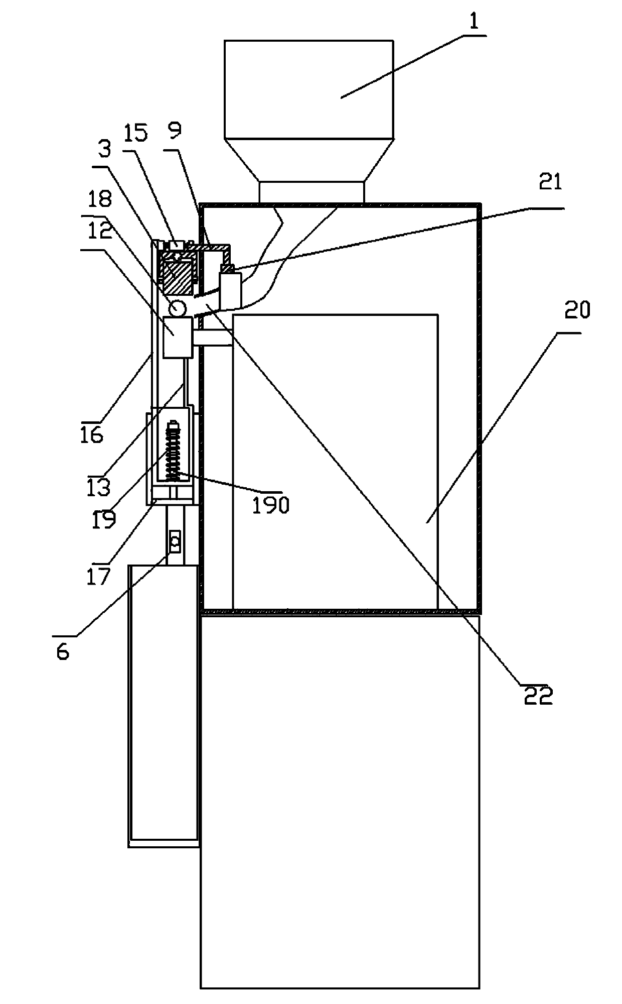 Lotus nut husking lever device of husking machine