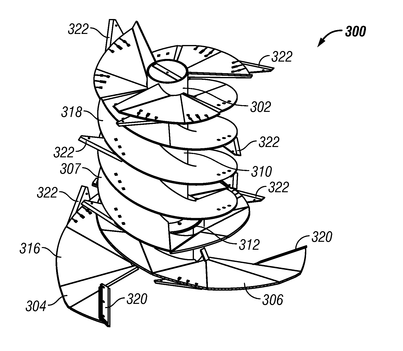 Material mixer with multi-flighted auger