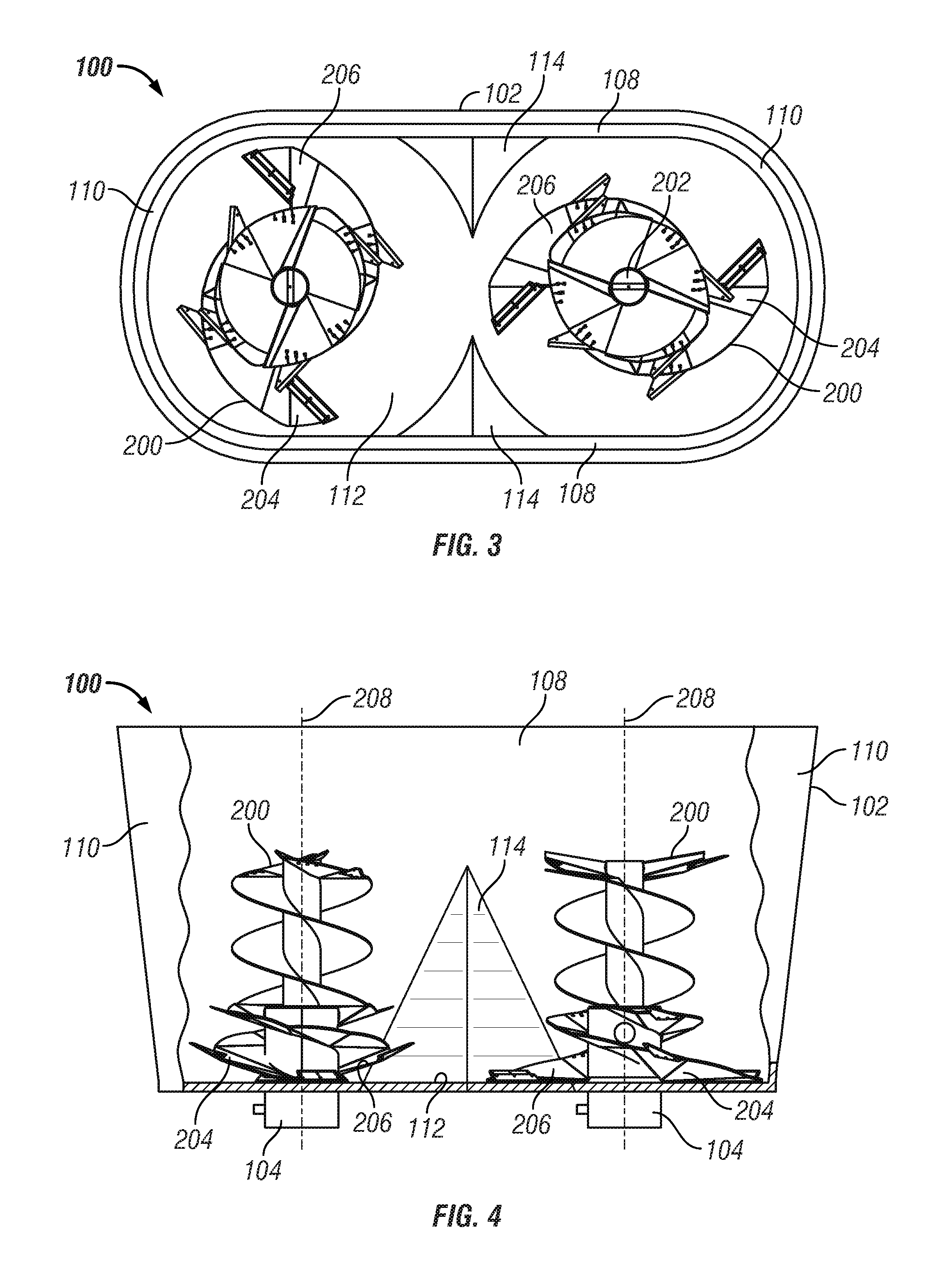 Material mixer with multi-flighted auger