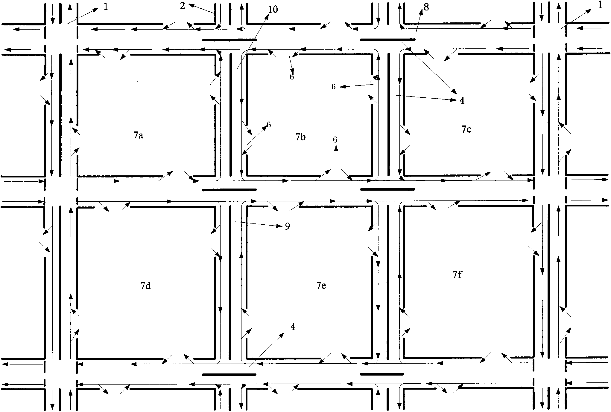 Interference-free urban road transportation network facility and running method thereof