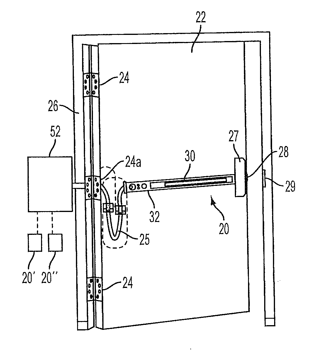 Exit push rail monitoring system with hall effect sensor