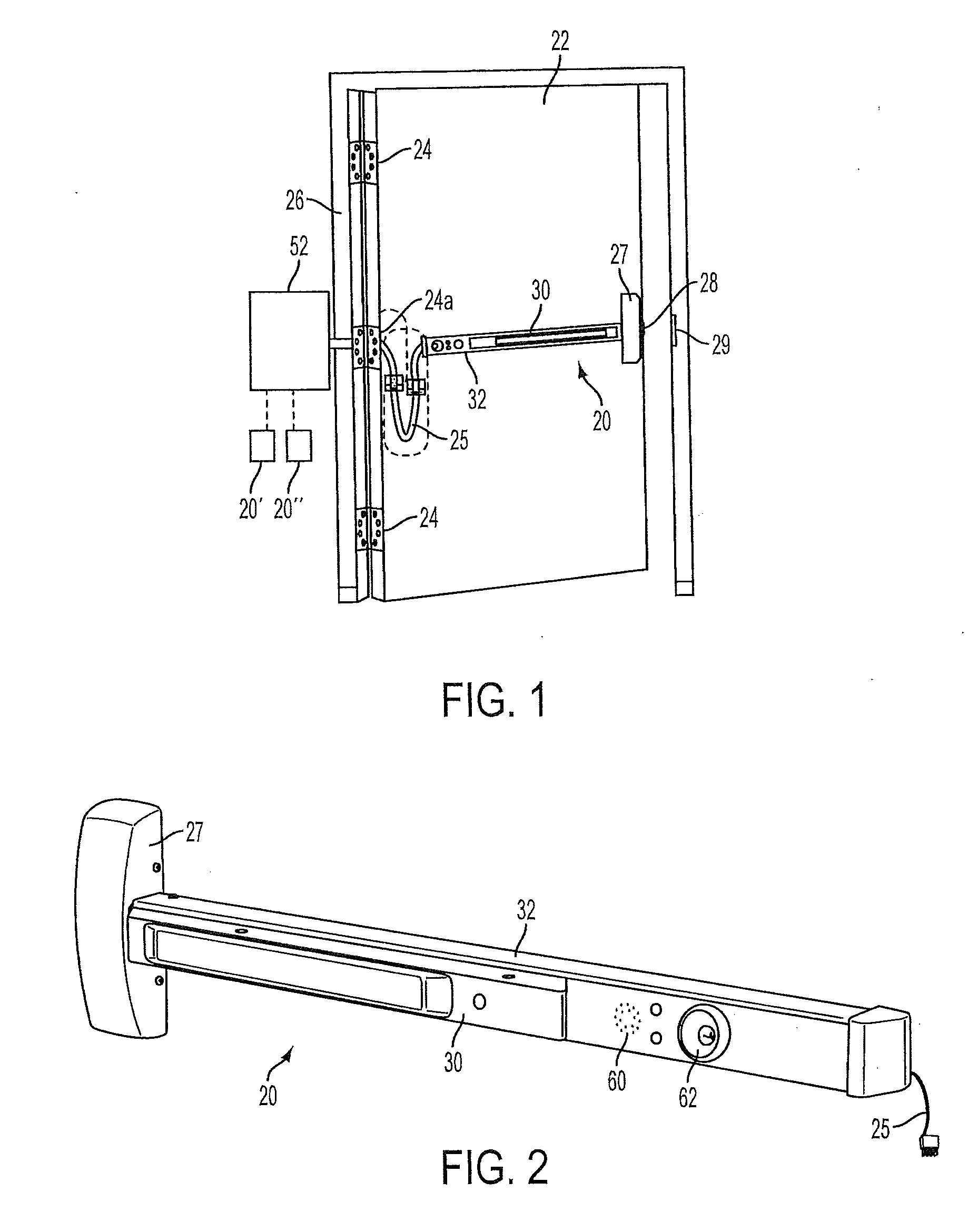 Exit push rail monitoring system with hall effect sensor