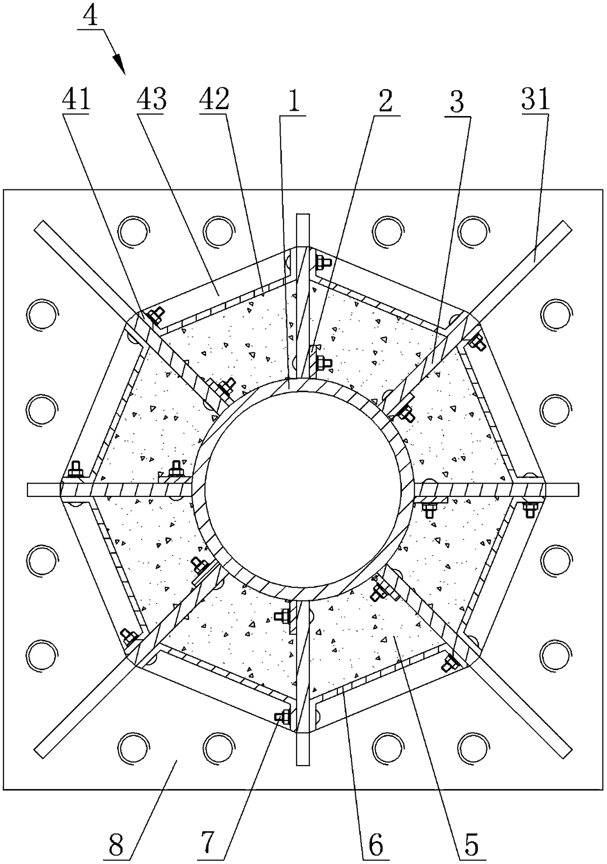 Assembly type multicavity concrete-filled steel tubular member and preparation method thereof