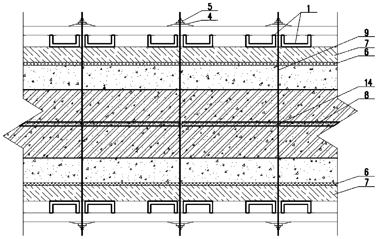 Construction reinforcing structure for high-space large-span section steel concrete structure beam hanging mold and construction method thereof