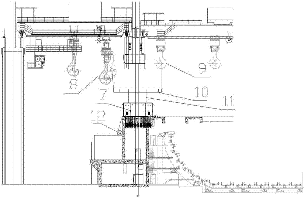 Combination hoisting mounting method of continuous casting ladle turret