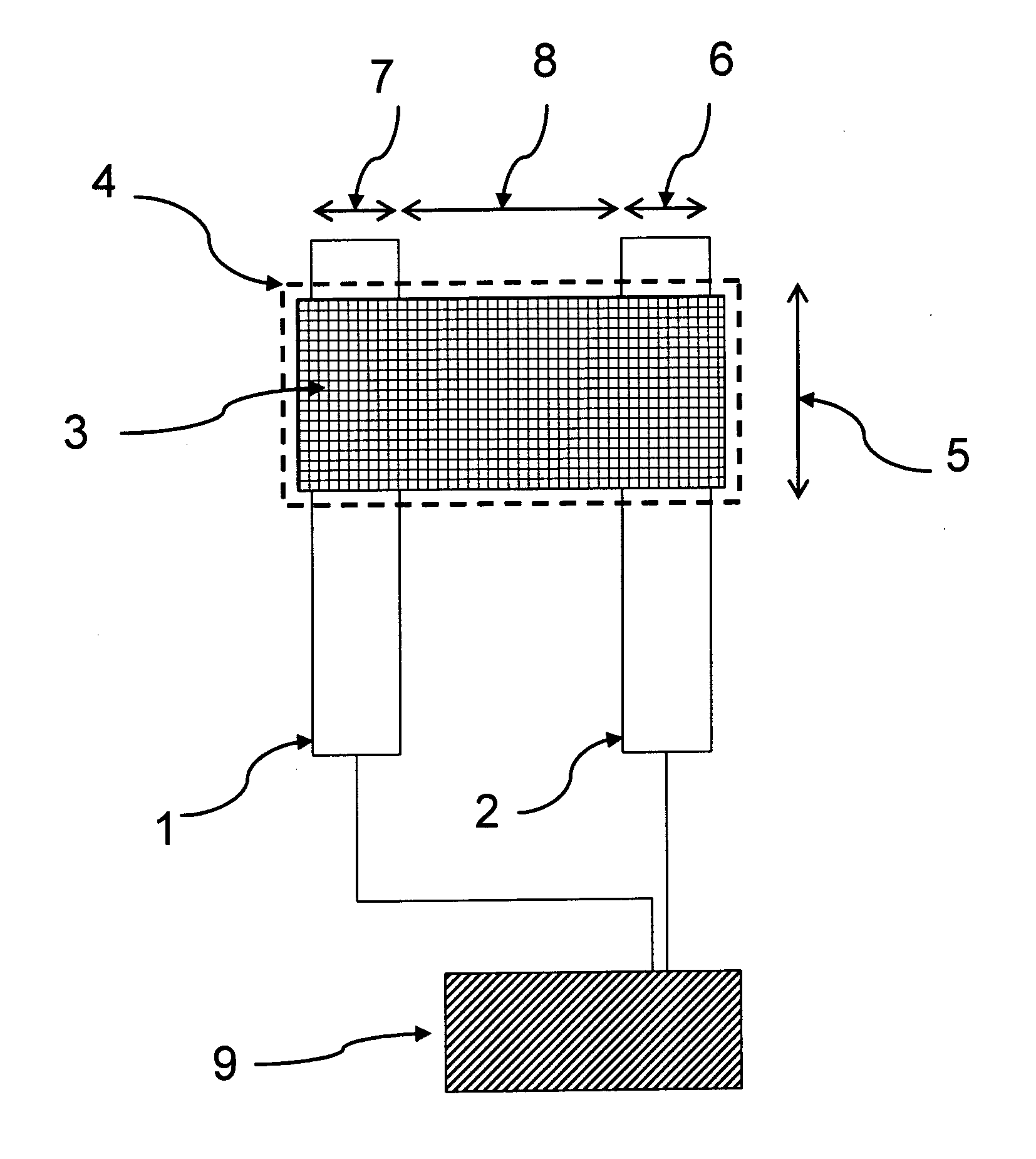 Chemiresistor for use in conducting electrolyte solution