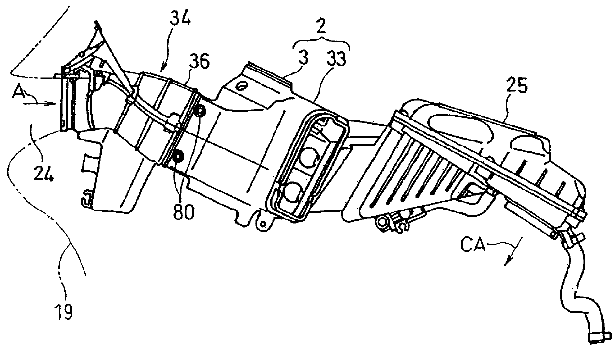 Ram intake unit having a sound absorbing structure