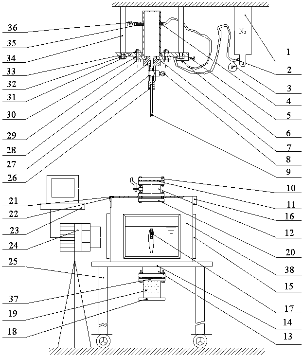 Launching device for water super cavity and high-speed object to access water