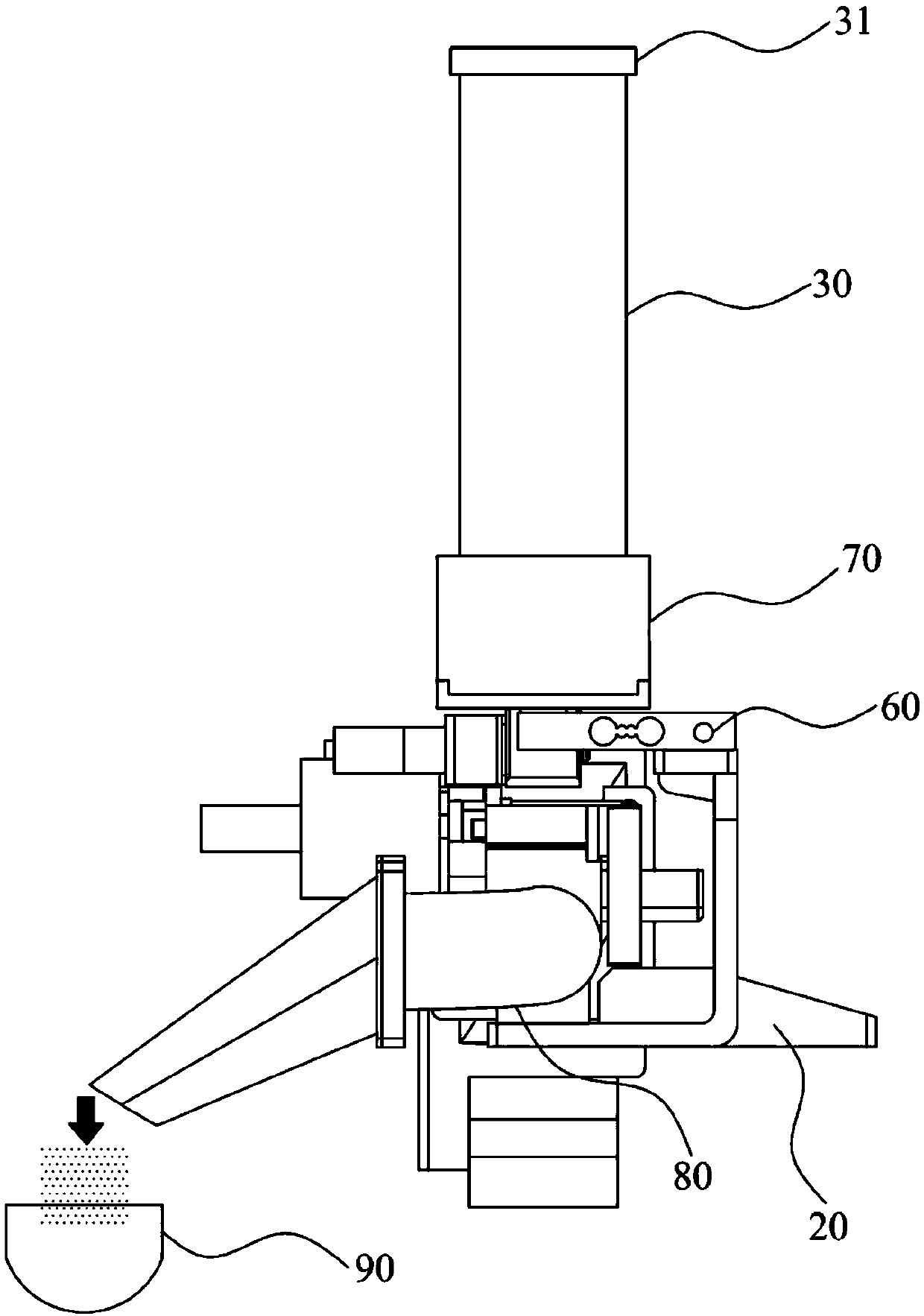 Feeding device and cooking robot