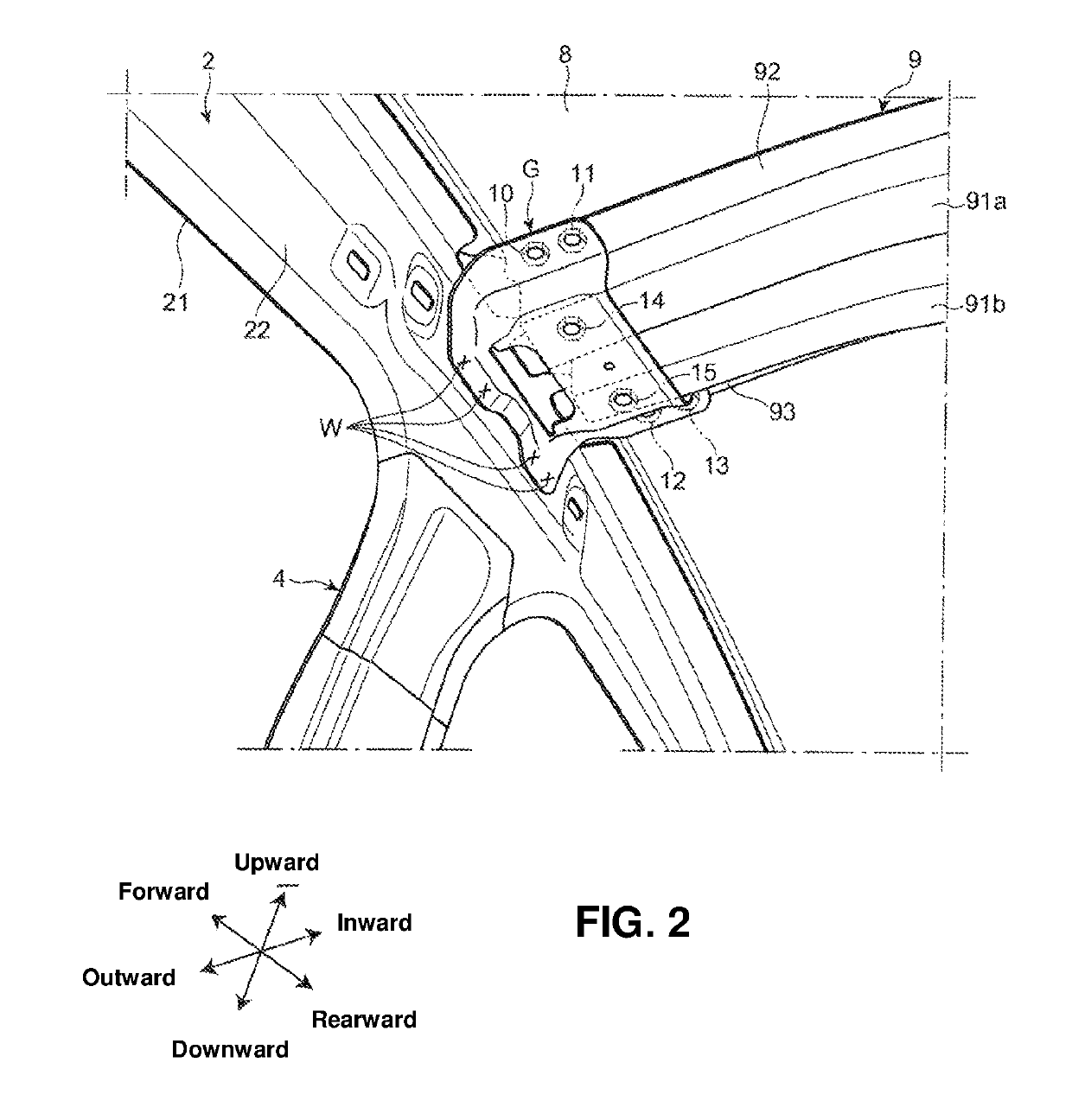 Upper vehicle-body structure of vehicle