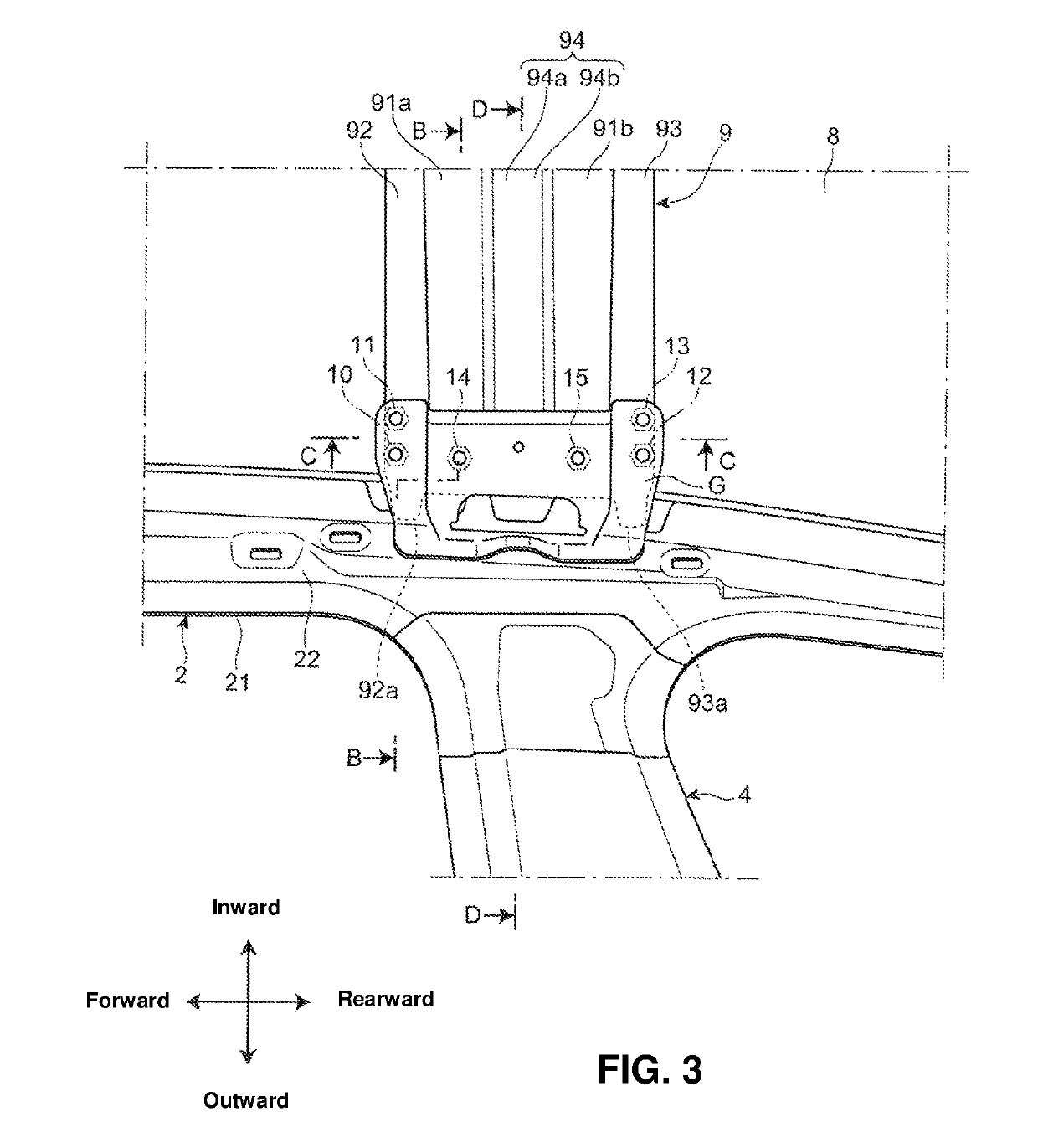 Upper vehicle-body structure of vehicle