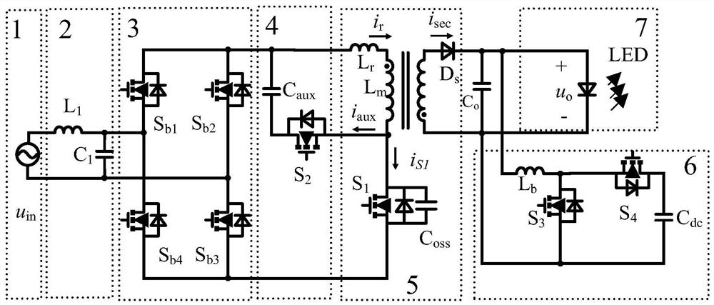 An active clamp no electrolytic capacitor led drive power supply