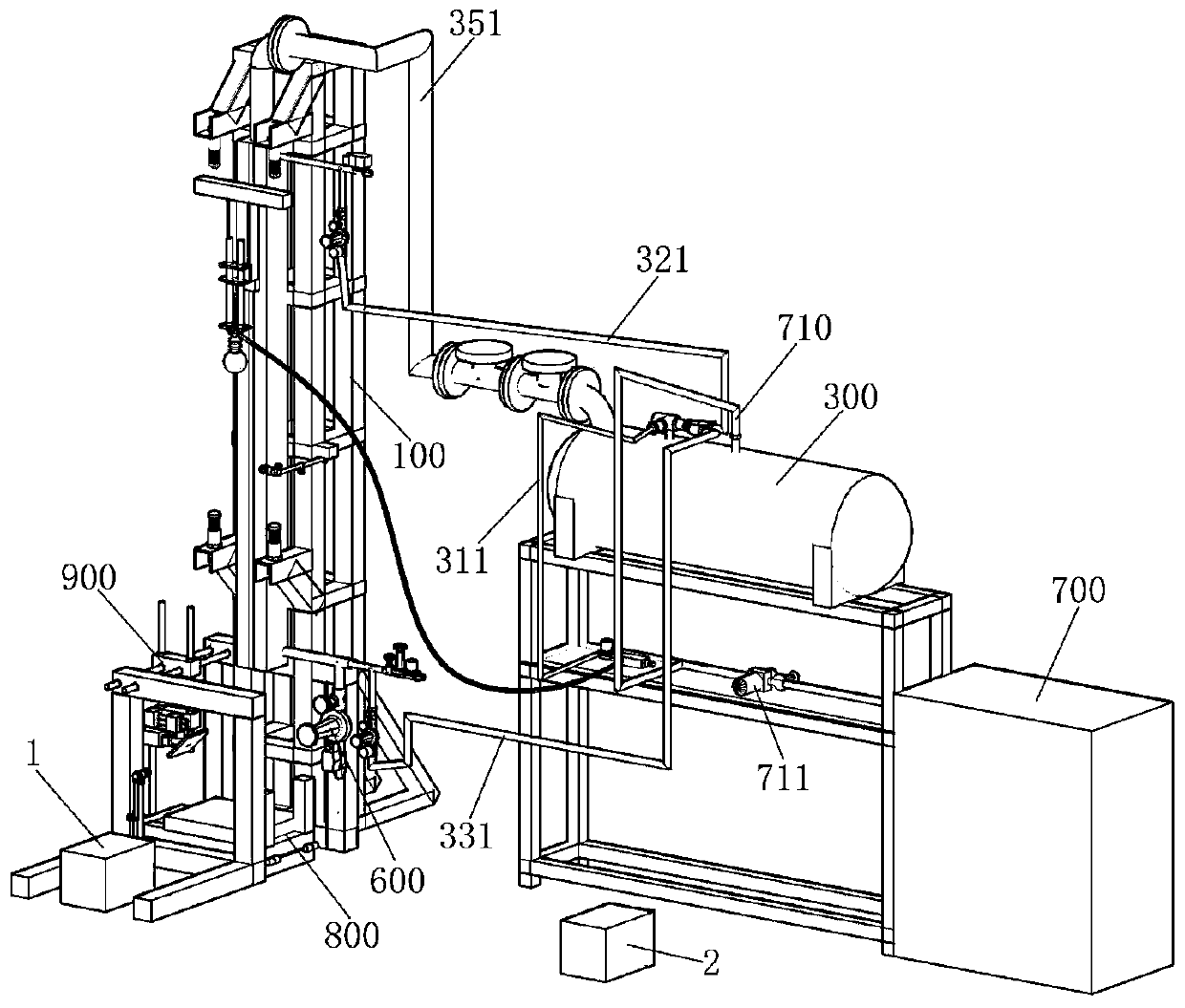 A rock impact test device