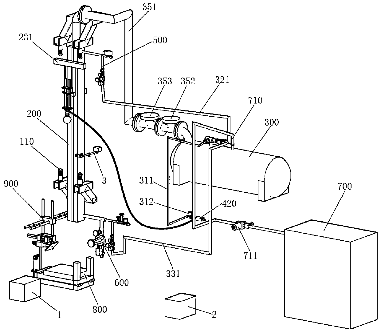 A rock impact test device