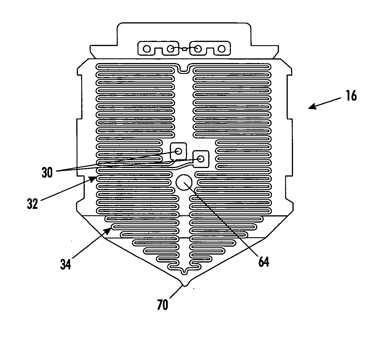 Low thermal mass, variable watt density formable heaters for printer applications