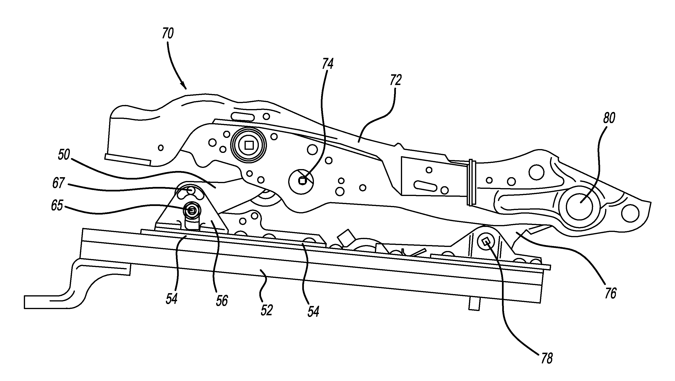 Pyrotechnic fastener seat arrangement for unbelted occupant protection