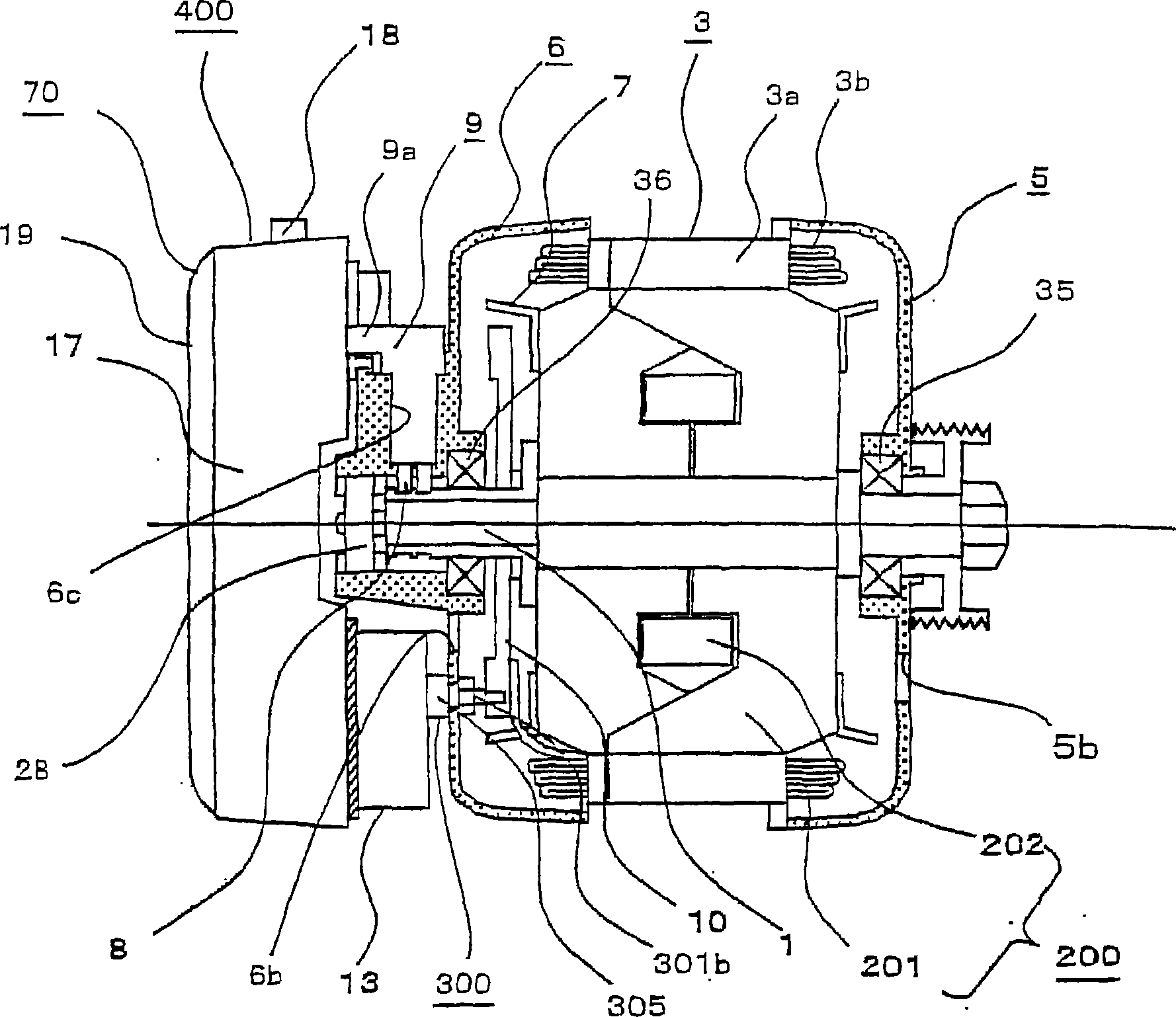 Rotating electric machine integral with control device