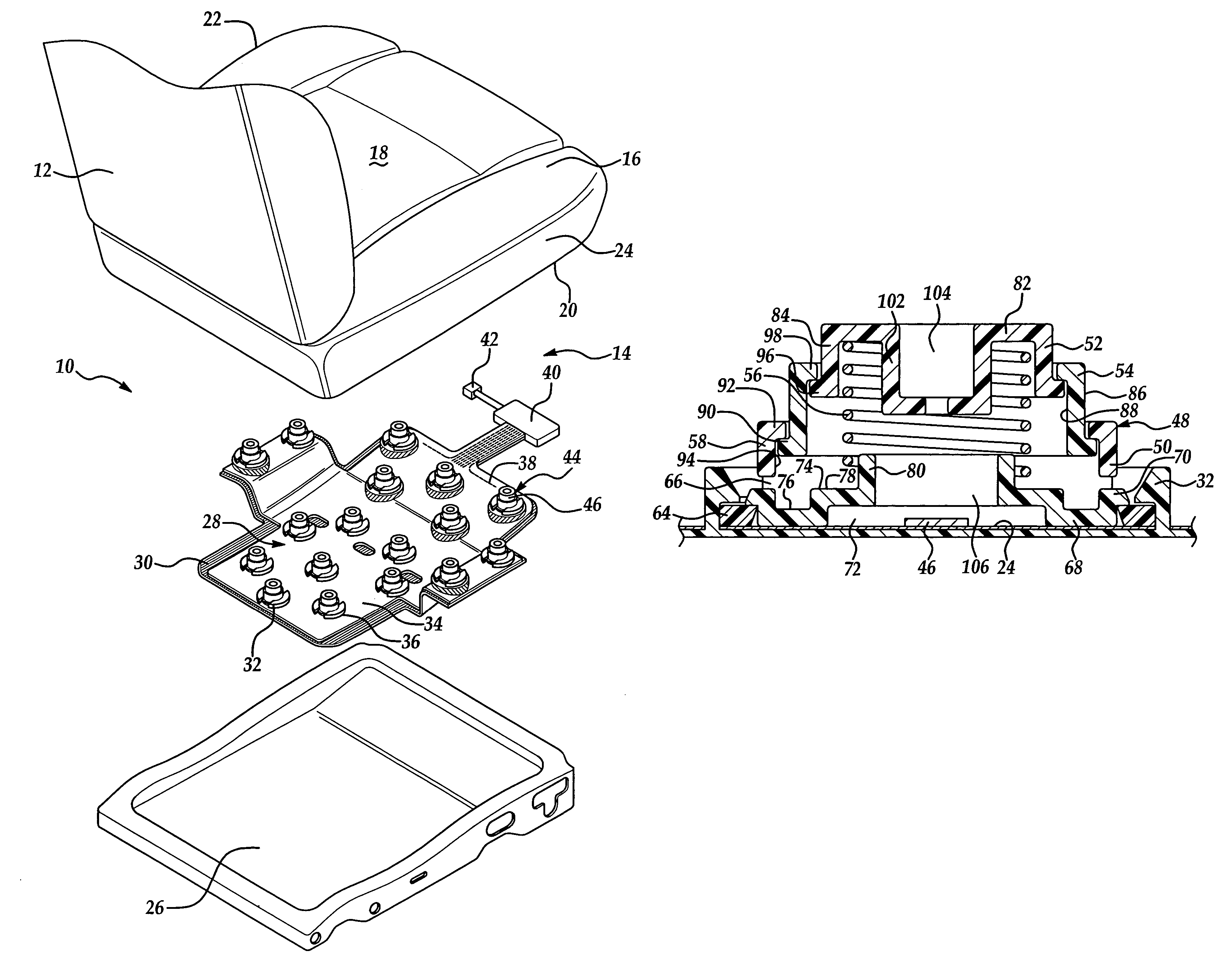 Vehicle occupant sensing system having an upper slide member with an emitter interference member