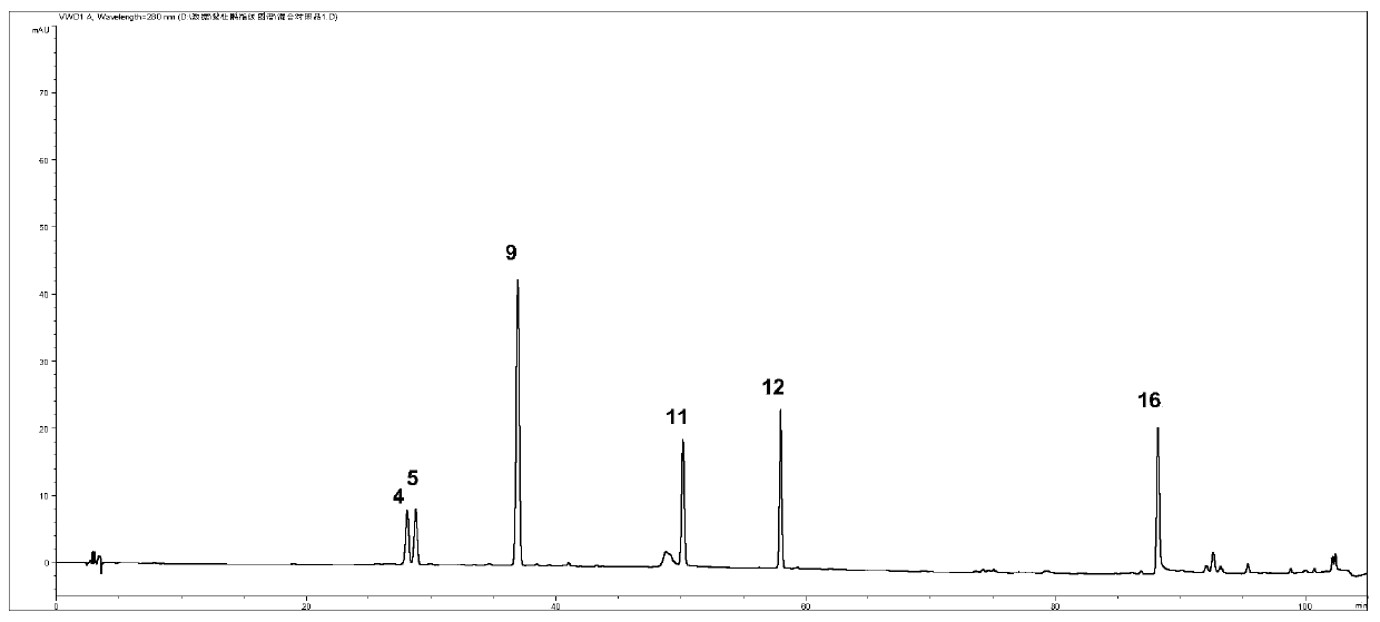 Method for constructing HPLC (high performance liquid chromatography) fingerprint spectrum of medicinal leaves and twigs of rhododendron mariae