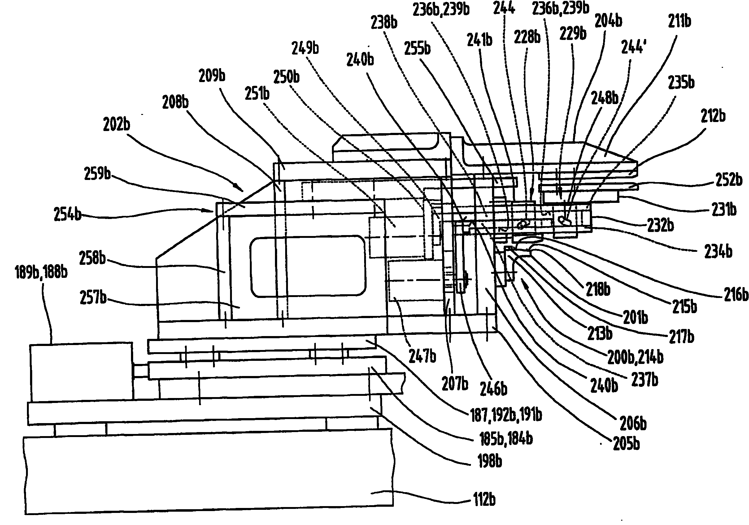 Installation for producing and method for assembling parts