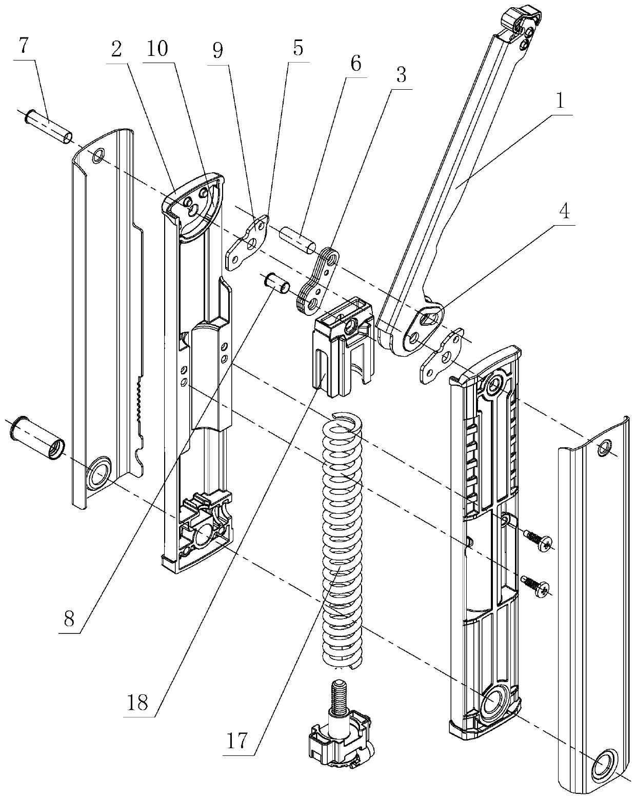 Upturning structure used for automatic opening and closing of furniture