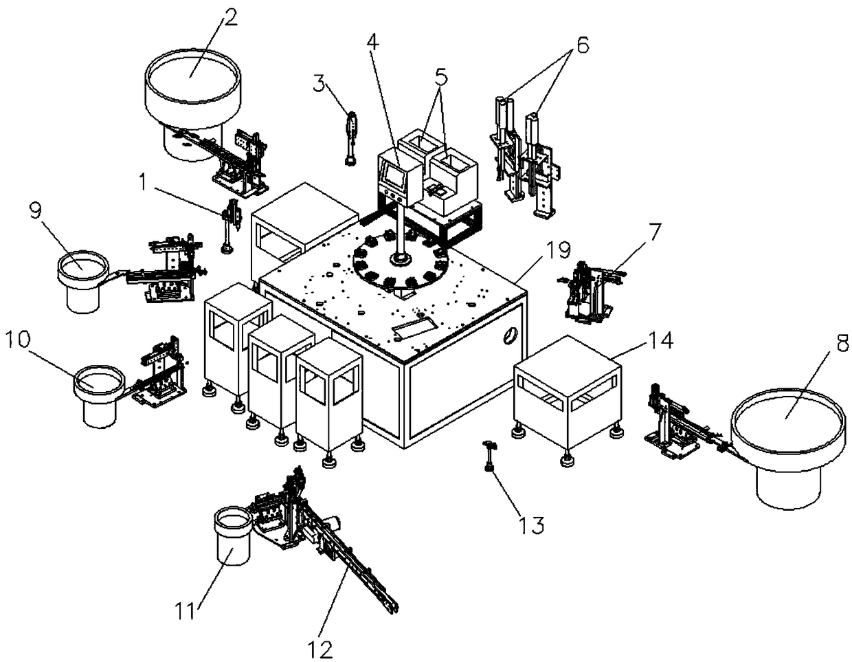 Electric gearbox automatic assembly machine capable of turning to lock screw