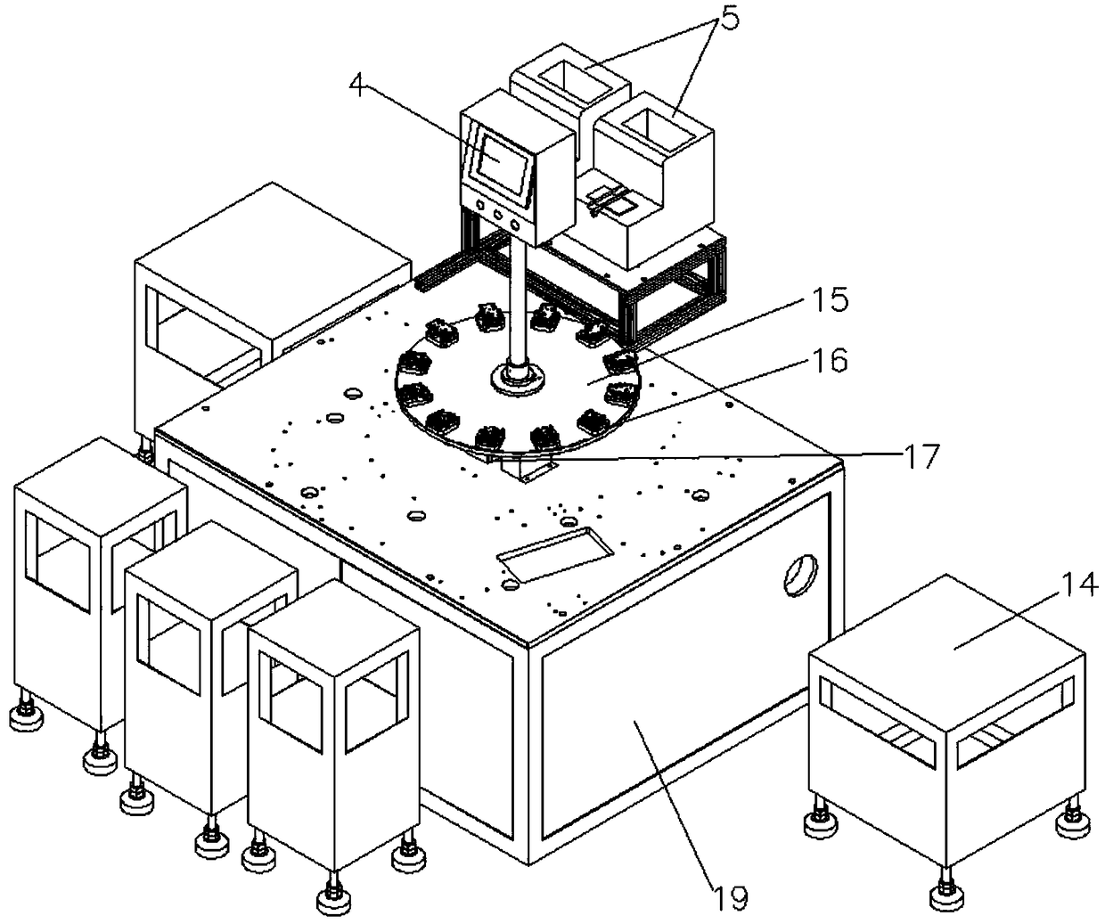 Electric gearbox automatic assembly machine capable of turning to lock screw