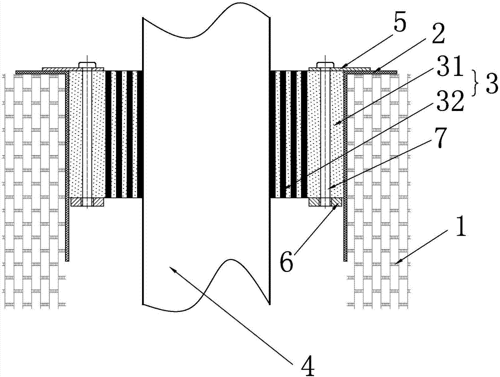 Wall-through or pipe-through variable-diameter sealing structure of cable and sealing method of variable-diameter sealing structure