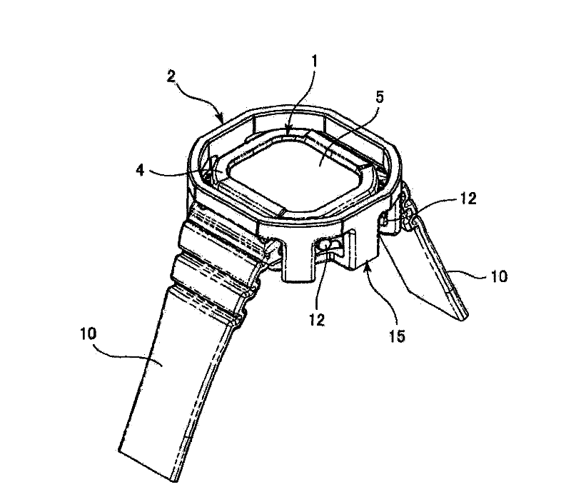 Shock absorbing member for wristwatch and wristwatch