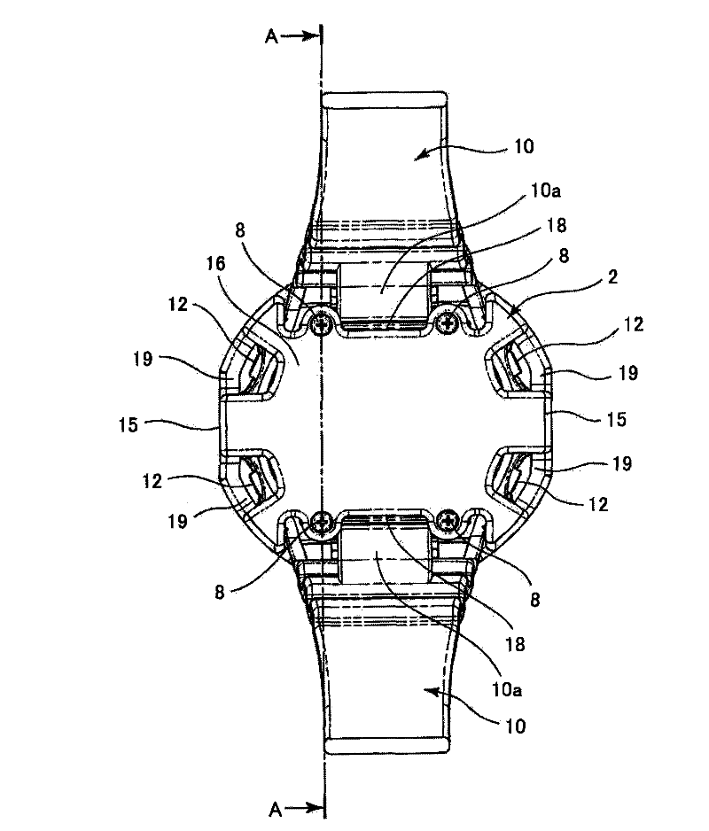 Shock absorbing member for wristwatch and wristwatch