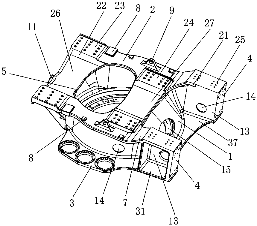 Casting main frame of wind turbine generating set