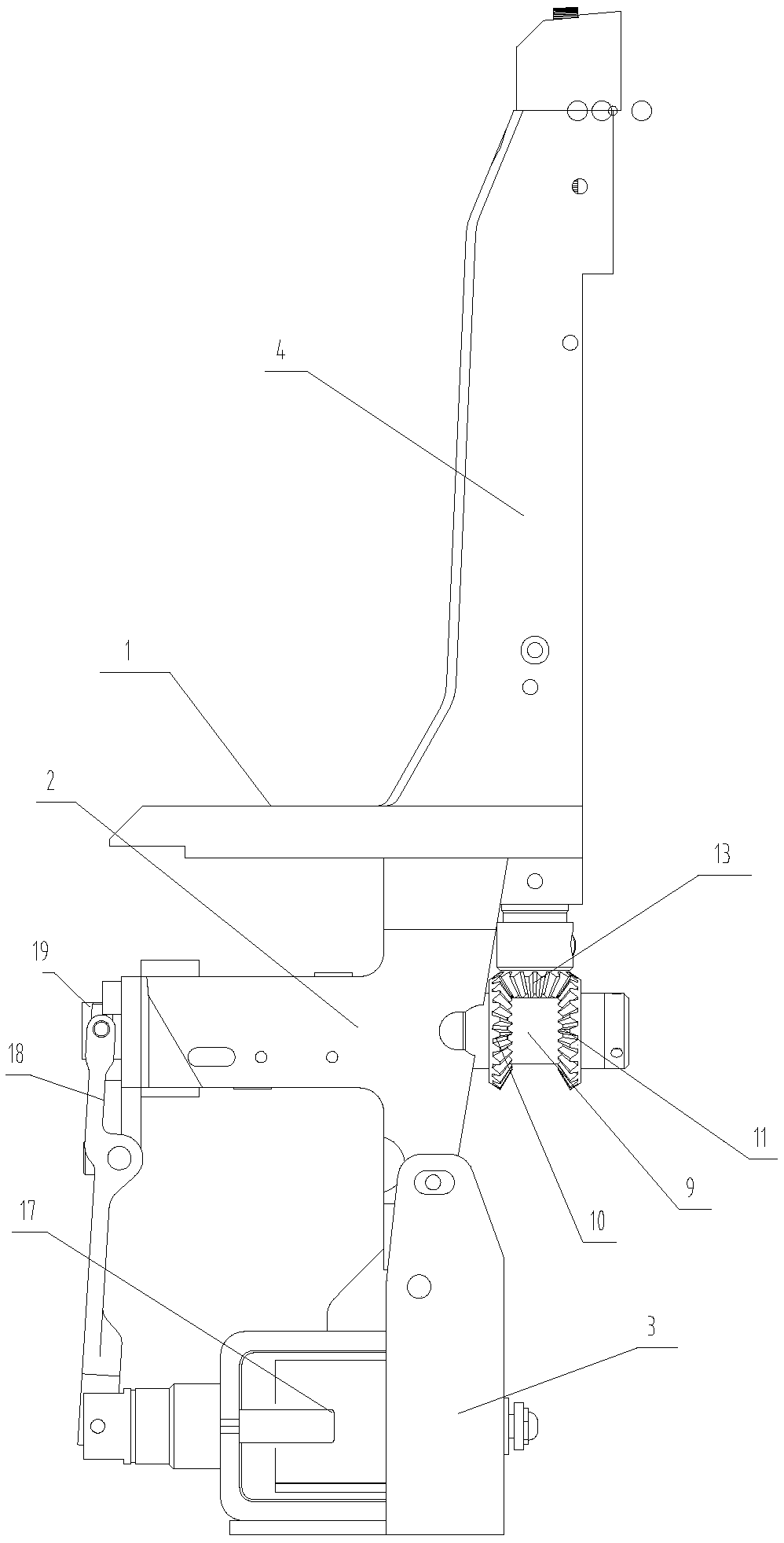 Backstitching mechanism below sewing machine