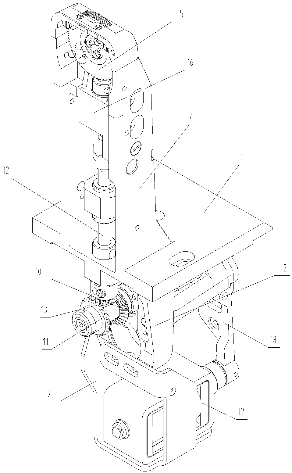 Backstitching mechanism below sewing machine