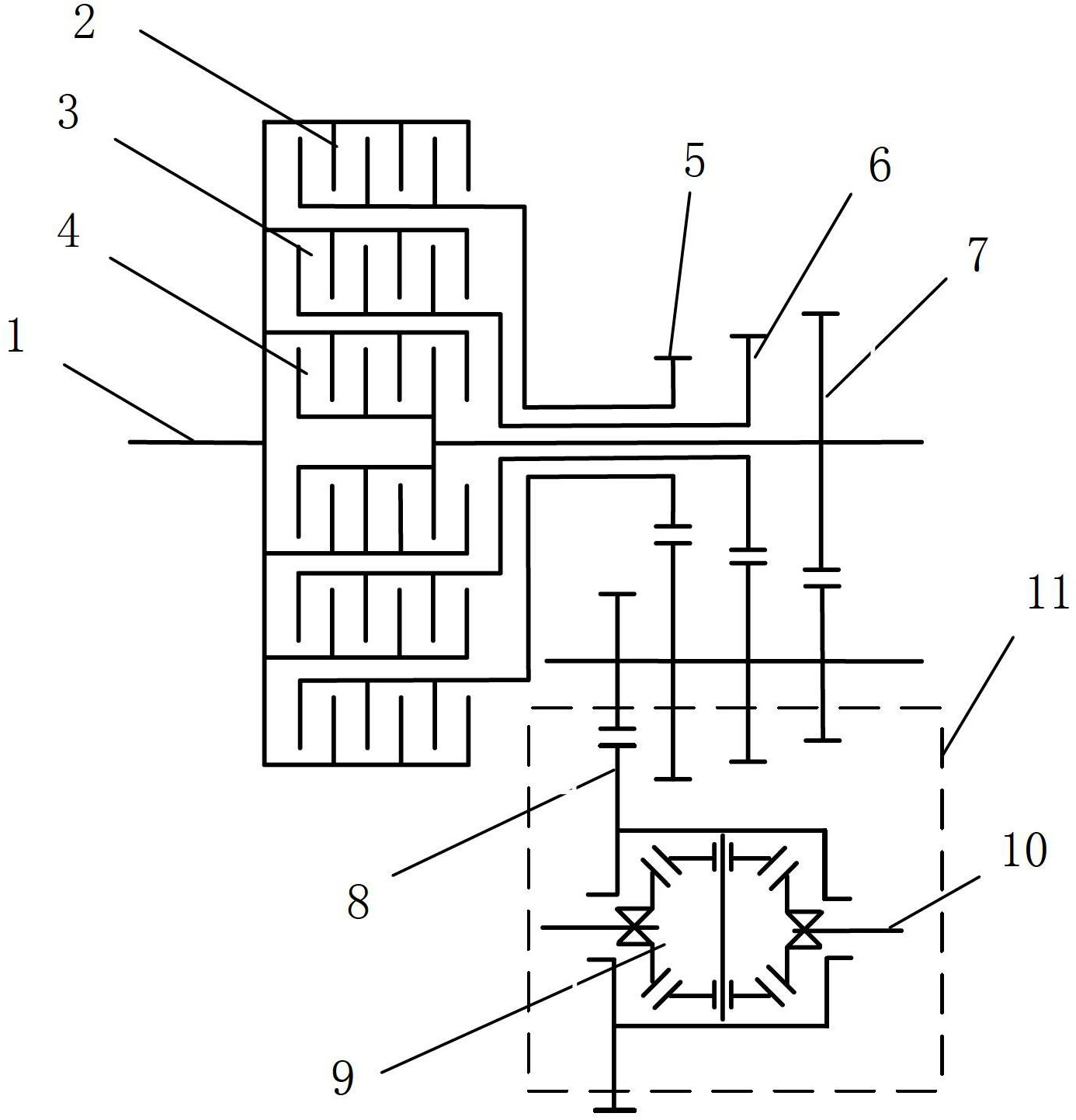 Electric vehicle and three-clutch transmission device for same