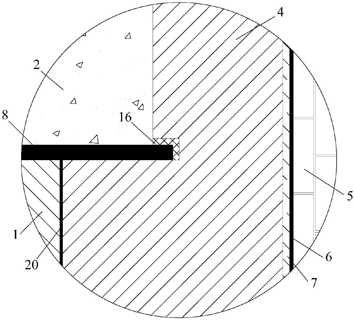 Advance closed structure and construction method of post-cast belt on basement exterior wall