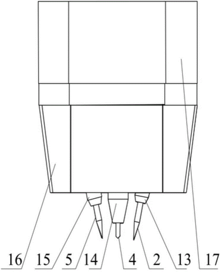 Controllable shunt double-tungsten electrode coupling electric arc welding gun device based on center filler wire and welding method thereof