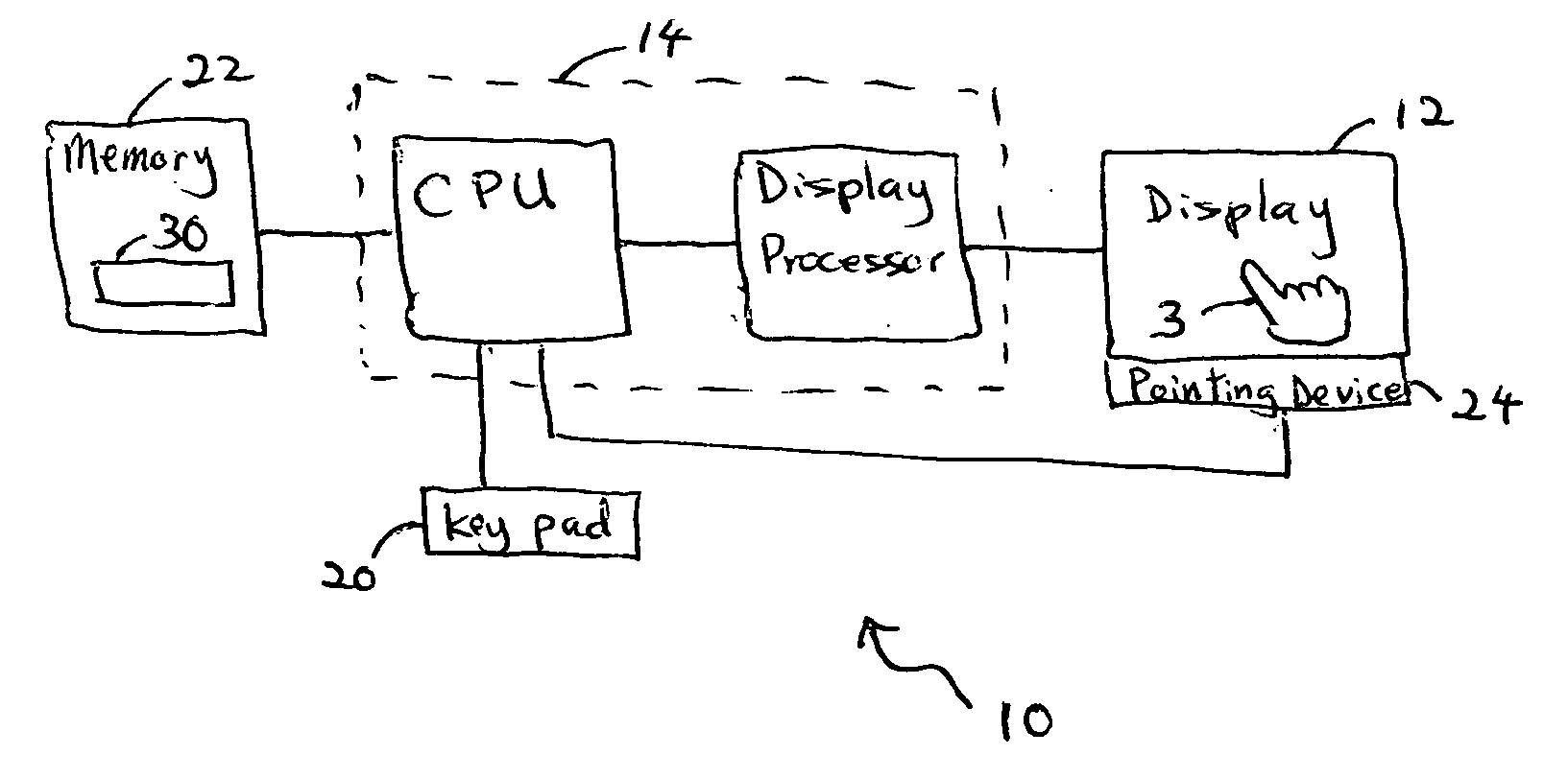 Device and method for controlling symbols displayed on a display device