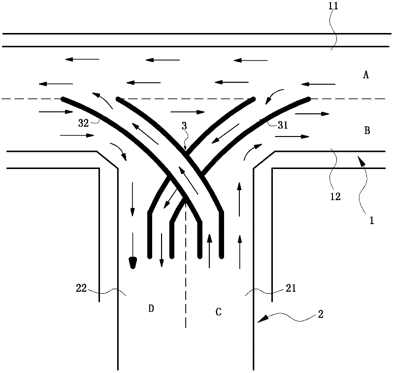 Overpass for T road