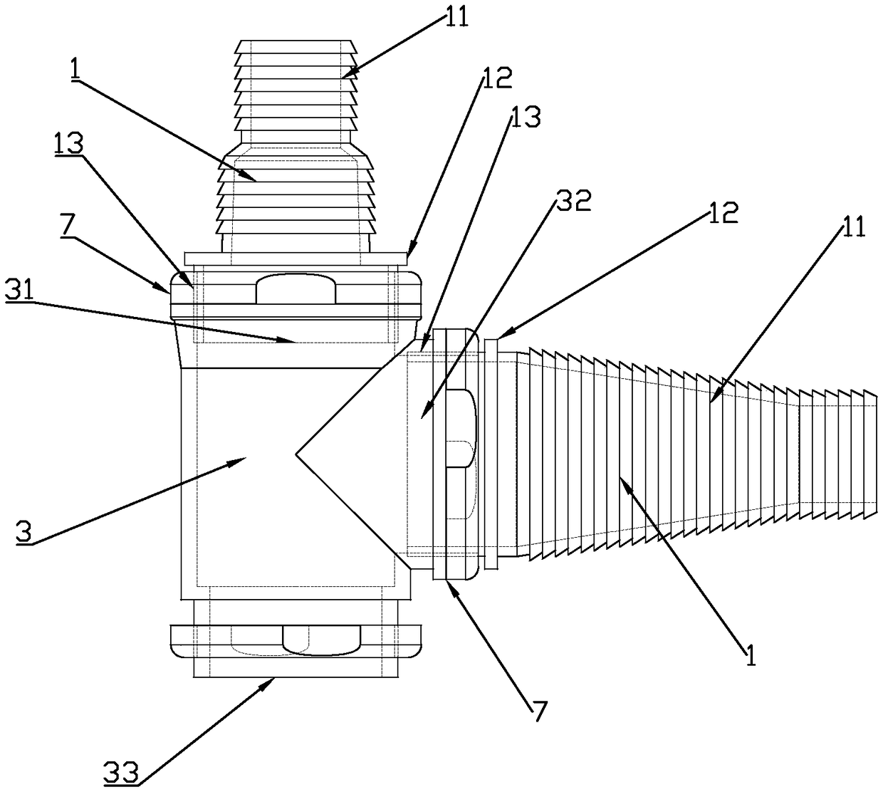 Method free of dead corners for connecting multifunctional kitchen and bathroom drainage pipes