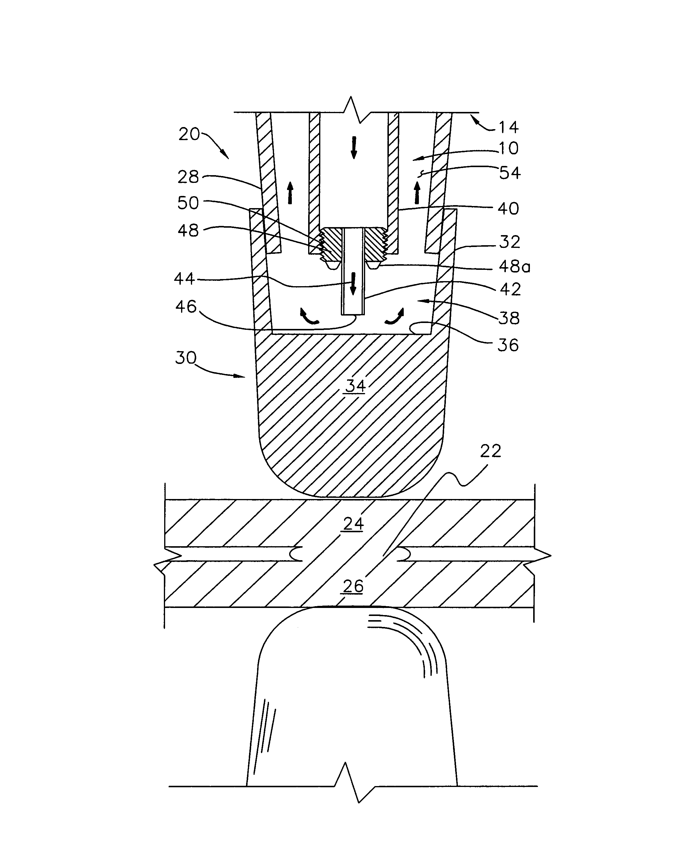 Resistance welding tip with improved cooling system