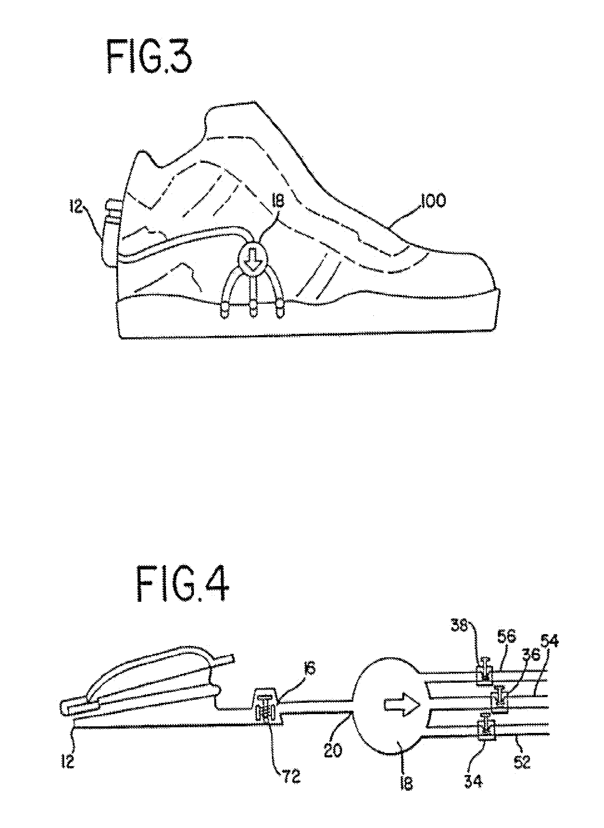 Pneumatic inflating device contained entirely within shoe sole