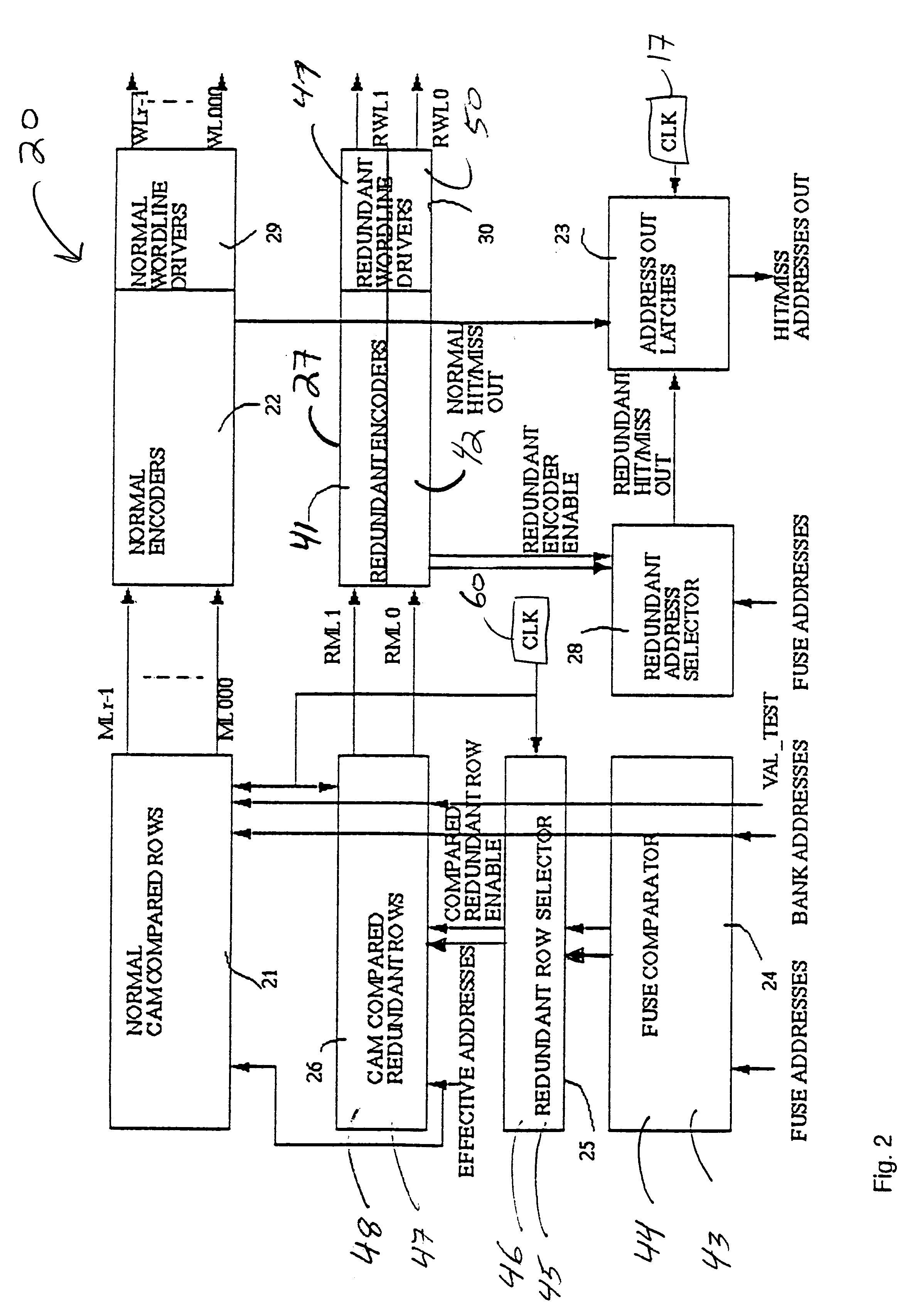 Redundant scheme for CAMRAM memory array