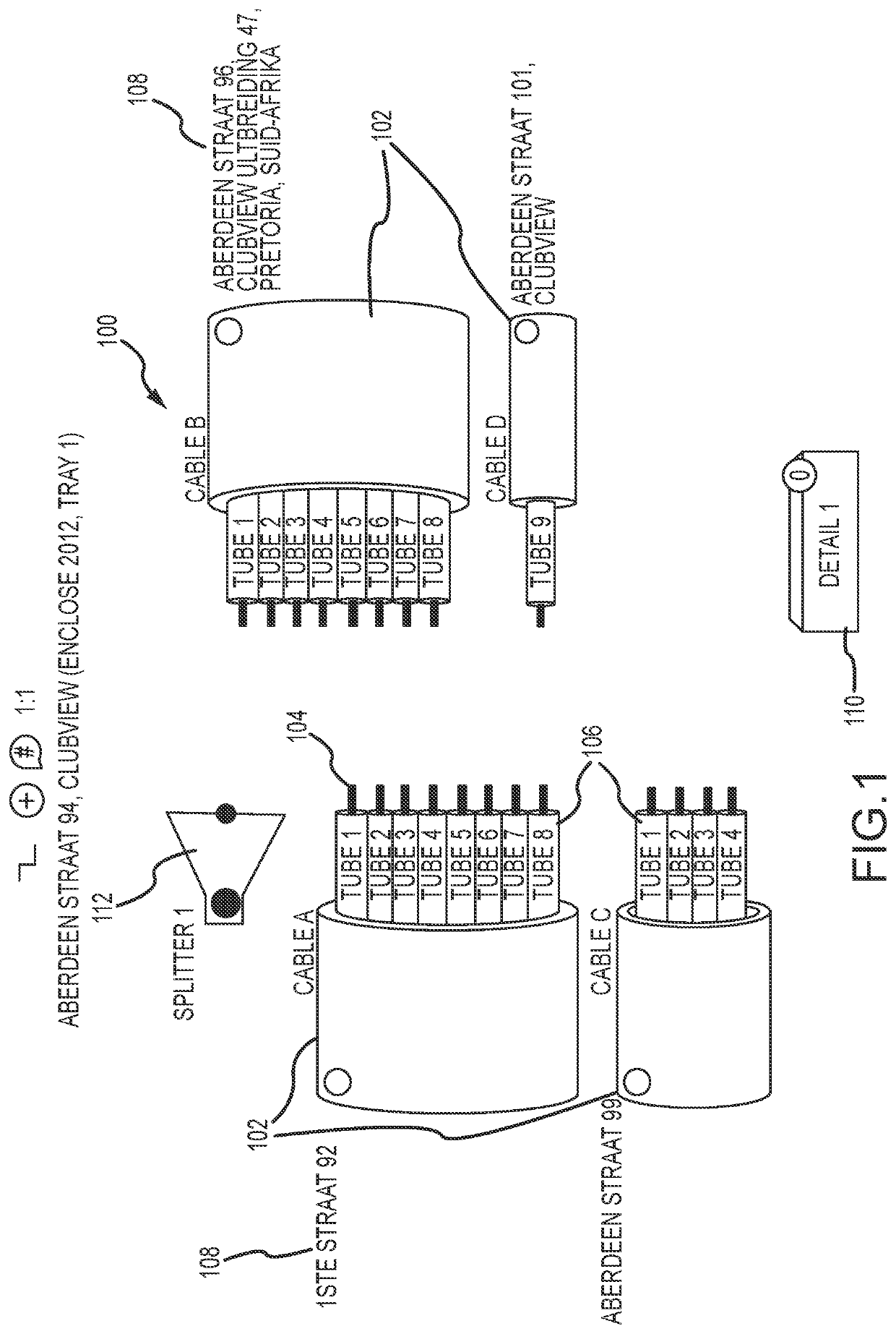 Splice and patch panel GUI for cable layout and design