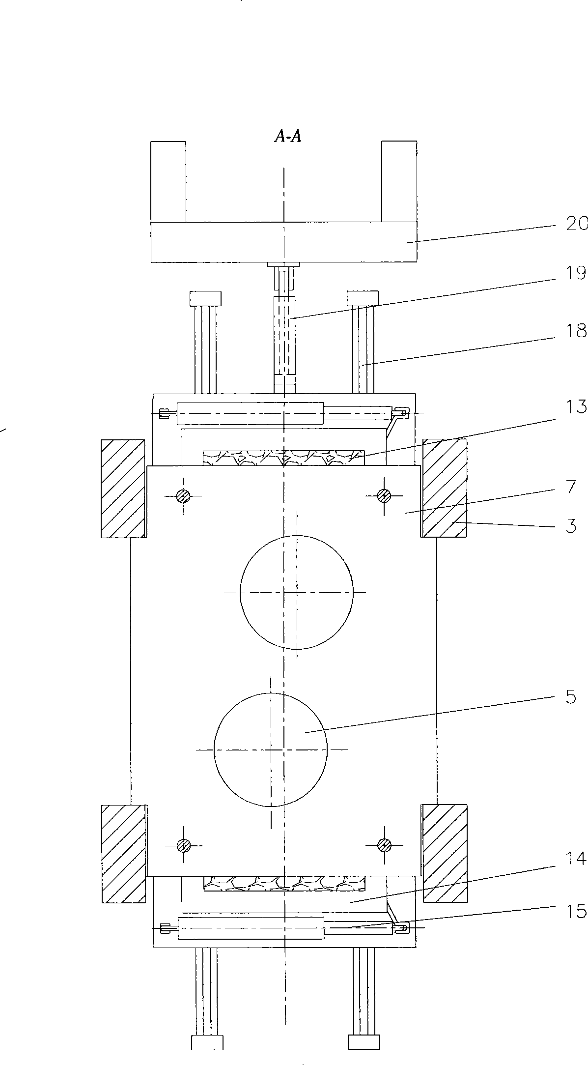 Adjustable multi-hob rock cutting fragmentation test means