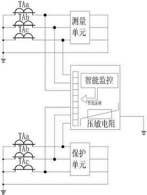 Secondary side open-circuit protector circuit for winding of intelligent selection current transformer