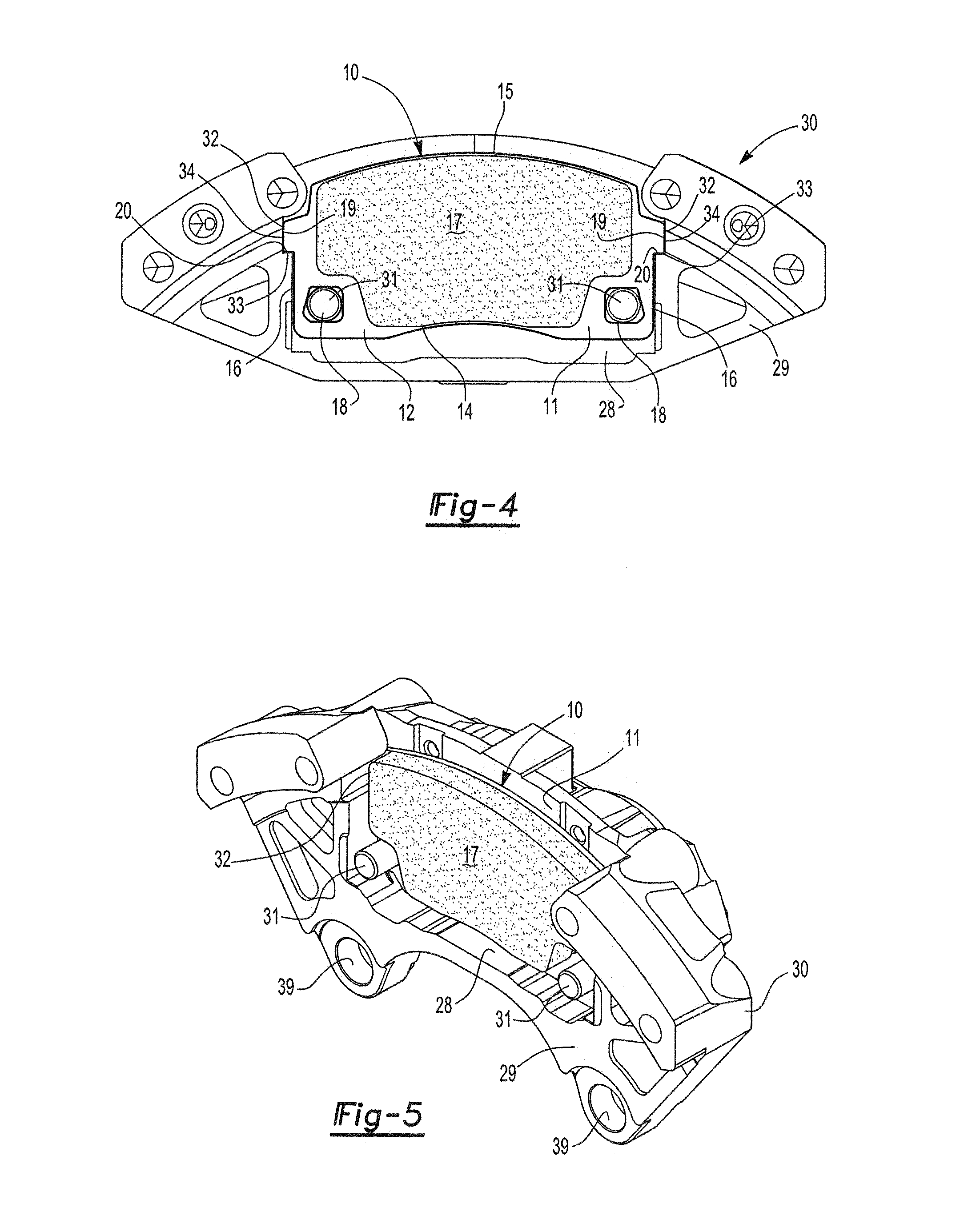 Brake systems, caliper assemblies and pads incorporating differential abutments