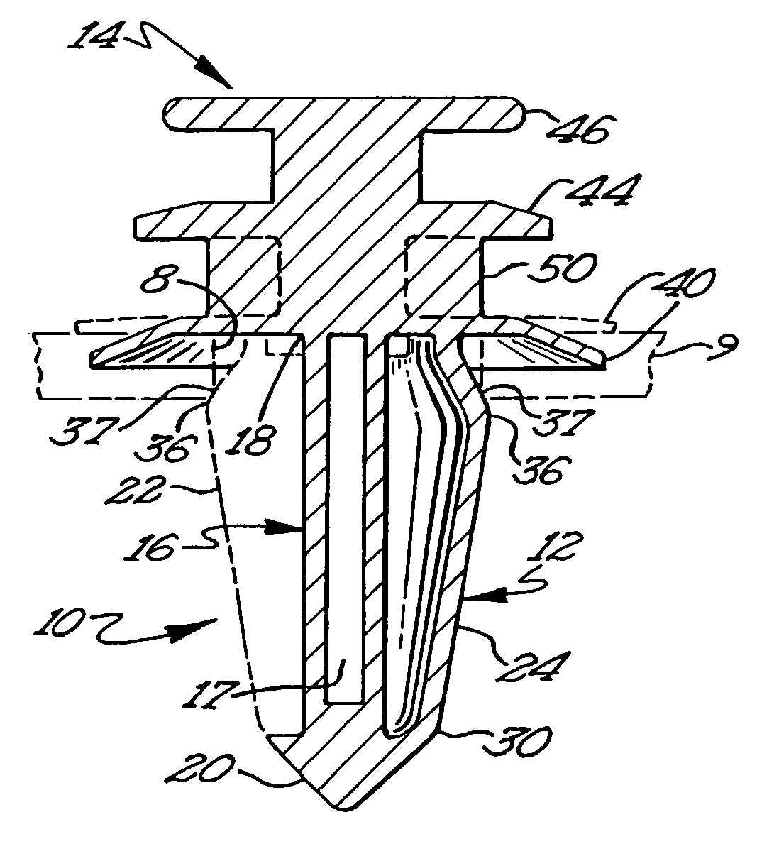 One-piece reusable plastic fastener