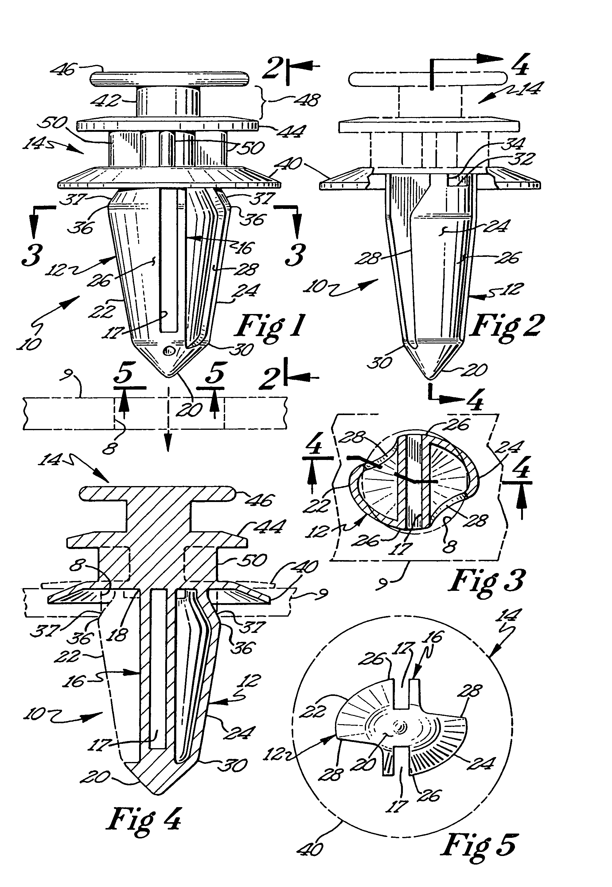 One-piece reusable plastic fastener