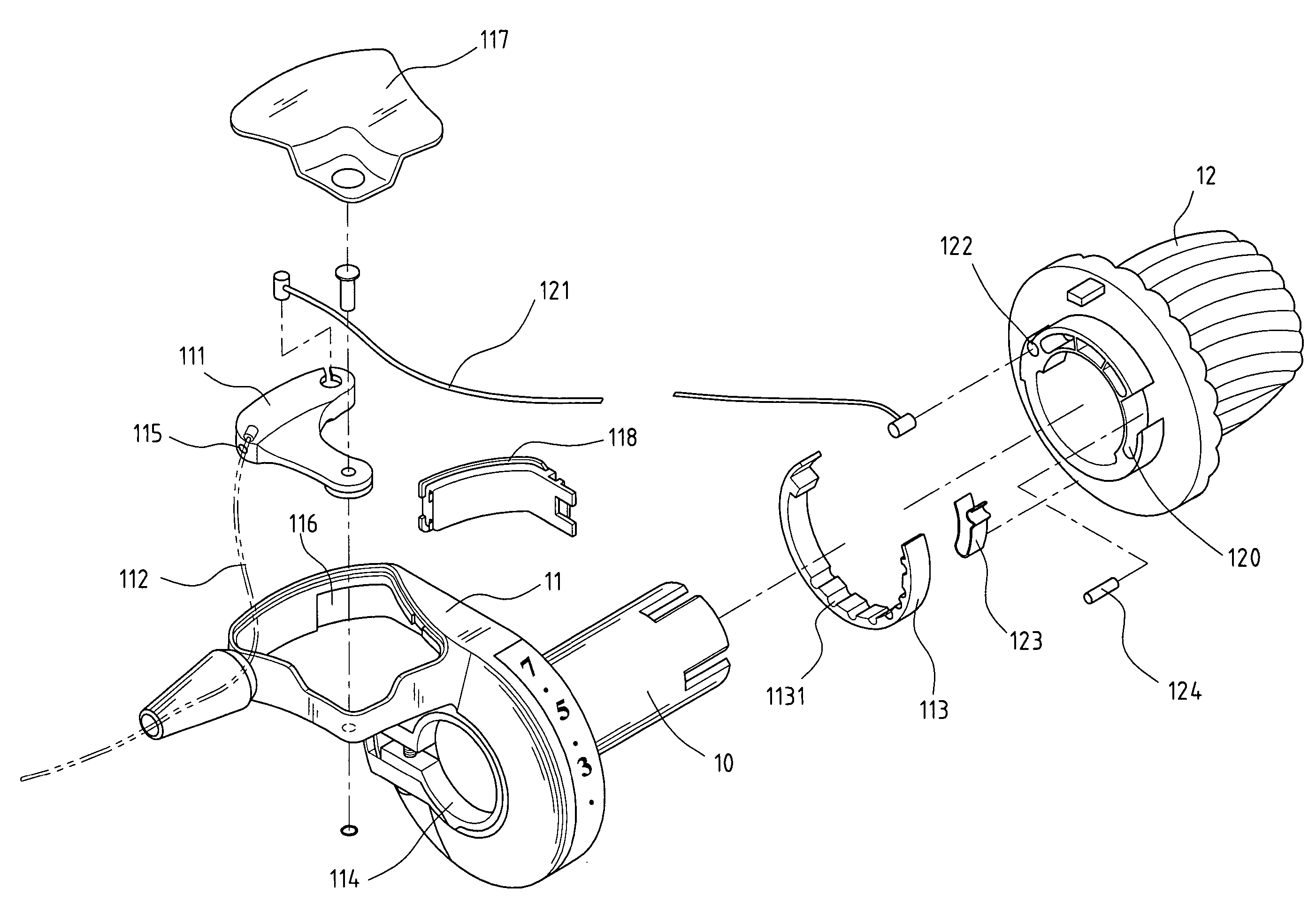 Handlebar gear shifter for bicycle